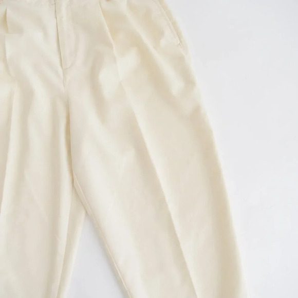 Vintage 90s Liz Sport Yellow Beige Pleated Cuffed Crop Ankle Pants Size 8 Petite - Picture 8 of 12